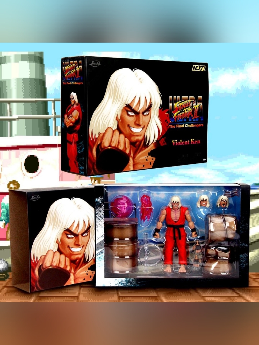Jada Ultra Street Fighter II The Final Challengers Violent Ken Deluxe Figure